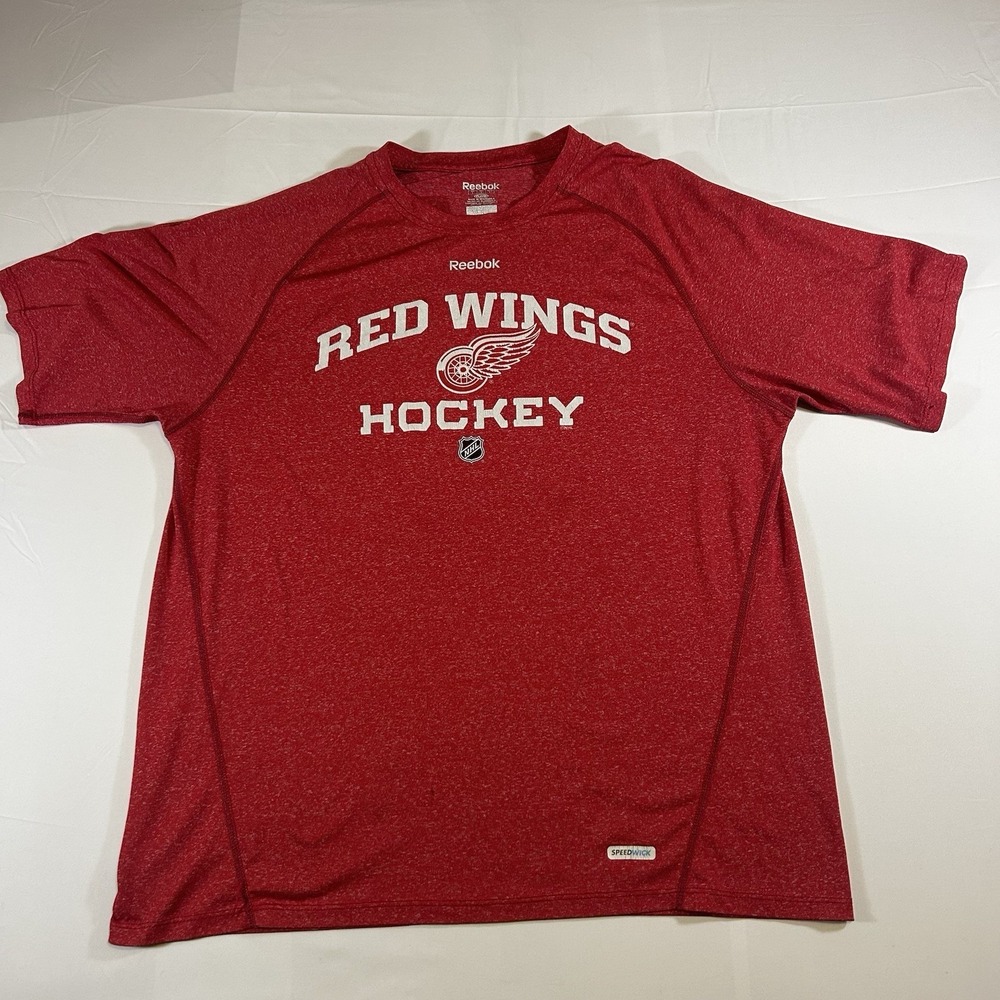 Reebok Detroit Red Wings NHL Men's Large Red Graphic T-Shirt Dry Fit